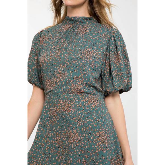 NEW THML ditsy flower dress in teal rose - Picture 5 of 5